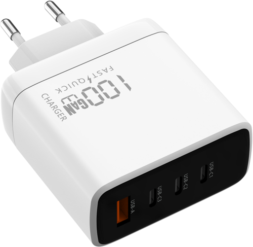 Power Adapter USB-C 100W PD GaN Quick Charger 4 in 1