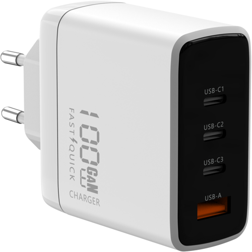 Power Adapter USB-C 100W PD GaN Quick Charger 4 in 1