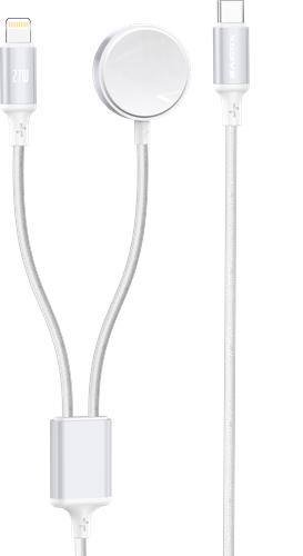 2 in 1 Oplaadkabel voor iPhone, iPad & Apple Watch met USB-C